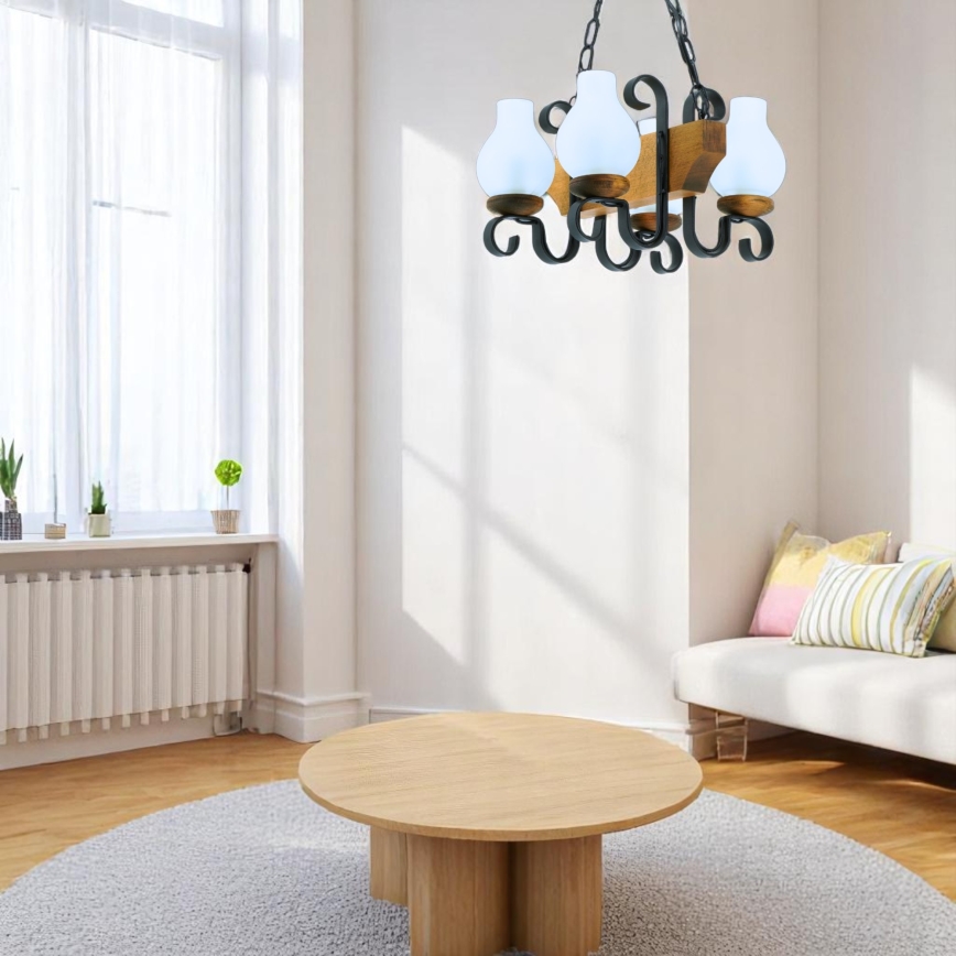 Candeeiro suspenso VELA 4xE14/40W/230V faia