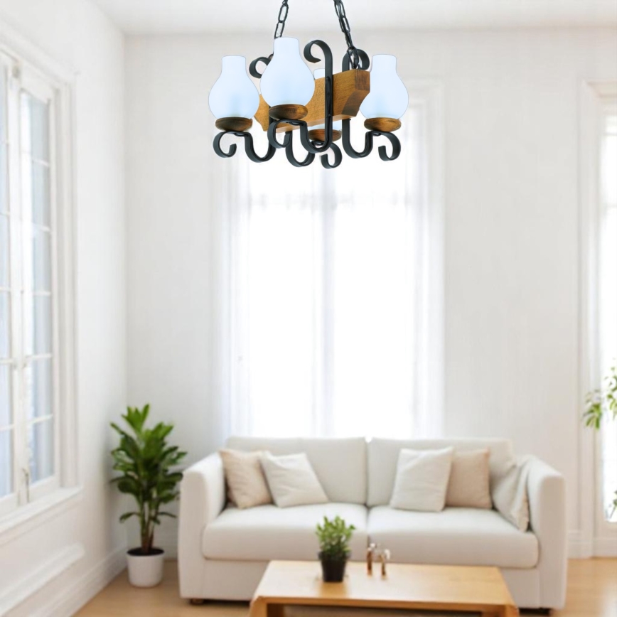 Candeeiro suspenso VELA 4xE14/40W/230V faia
