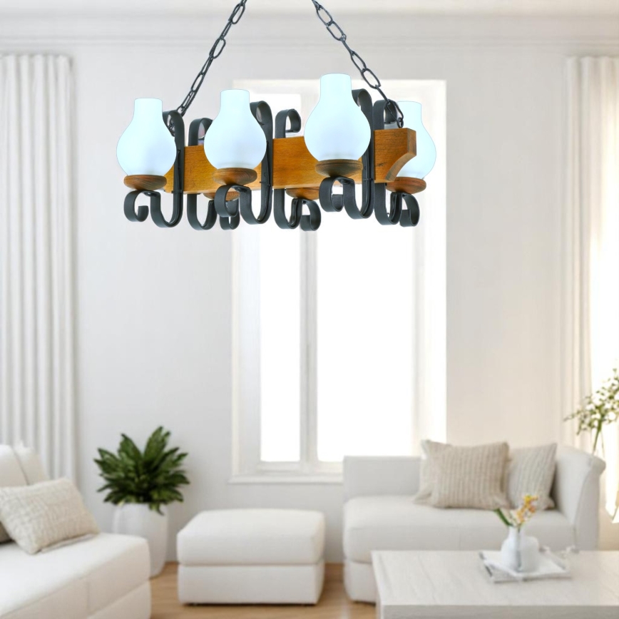 Candeeiro suspenso VELA 6xE14/40W/230V faia - FSC certificado