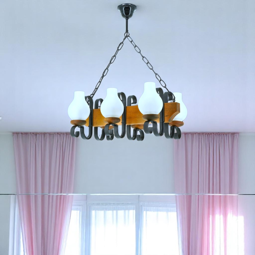 Candeeiro suspenso VELA 6xE14/40W/230V faia - FSC certificado
