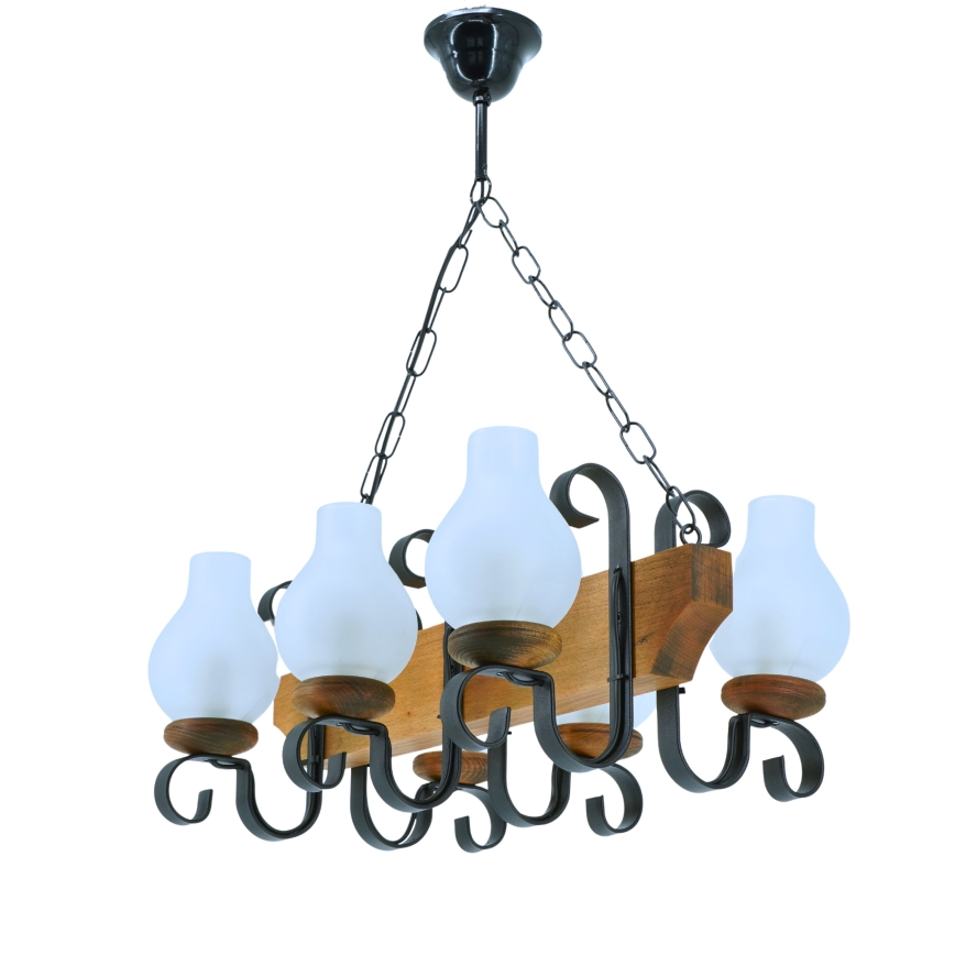 Candeeiro suspenso VELA 6xE14/40W/230V faia - FSC certificado