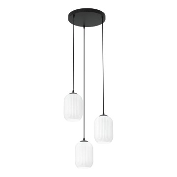 Candeeiro suspenso VERDI 3xE27/15W/230V diâmetro 30 cm preto/branco