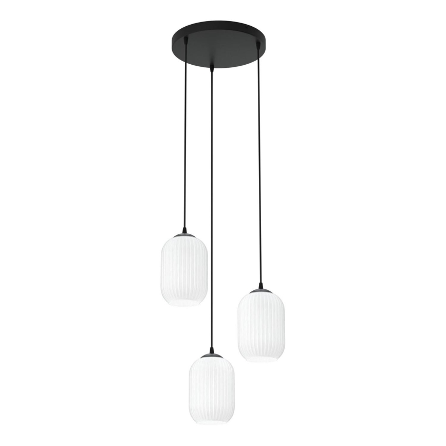 Candeeiro suspenso VERDI 3xE27/15W/230V diâmetro 30 cm preto/branco