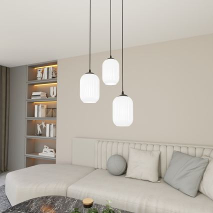 Candeeiro suspenso VERDI 3xE27/15W/230V diâmetro 30 cm preto/branco