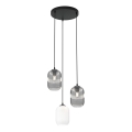 Candeeiro suspenso VERDI 3xE27/15W/230V diâmetro 30 cm preto/cinzento/branco