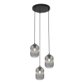 Candeeiro suspenso VERDI 3xE27/15W/230V diâmetro 30 cm preto/cinzento