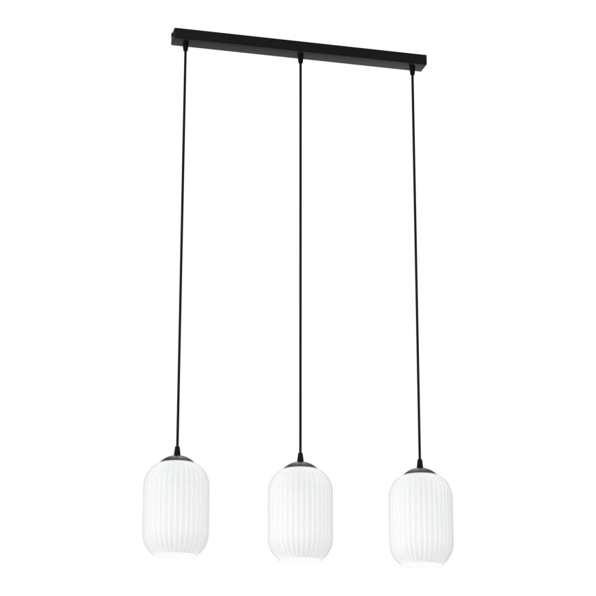Candeeiro suspenso VERDI 3xE27/15W/230V preto/branco