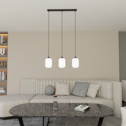 Candeeiro suspenso VERDI 3xE27/15W/230V preto/branco
