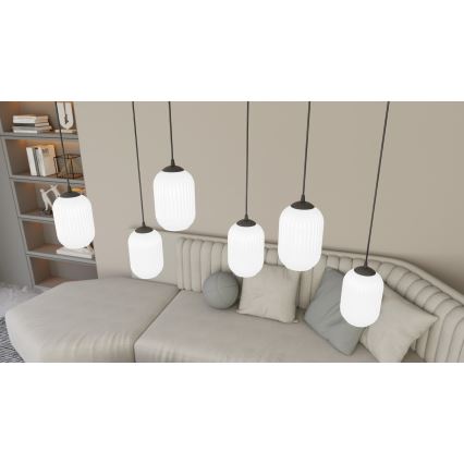 Candeeiro suspenso VERDI 3xE27/15W/230V preto/branco