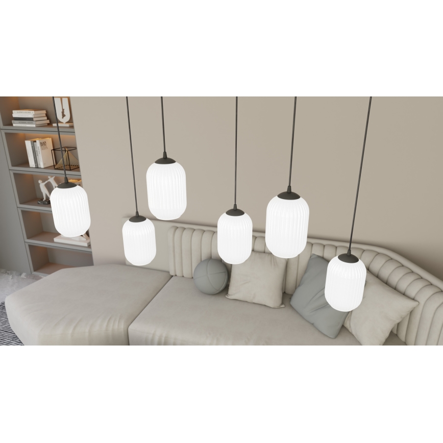 Candeeiro suspenso VERDI 3xE27/15W/230V preto/branco