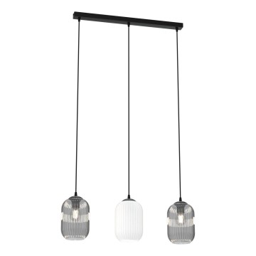 Candeeiro suspenso VERDI 3xE27/15W/230V preto/cinzento/branco