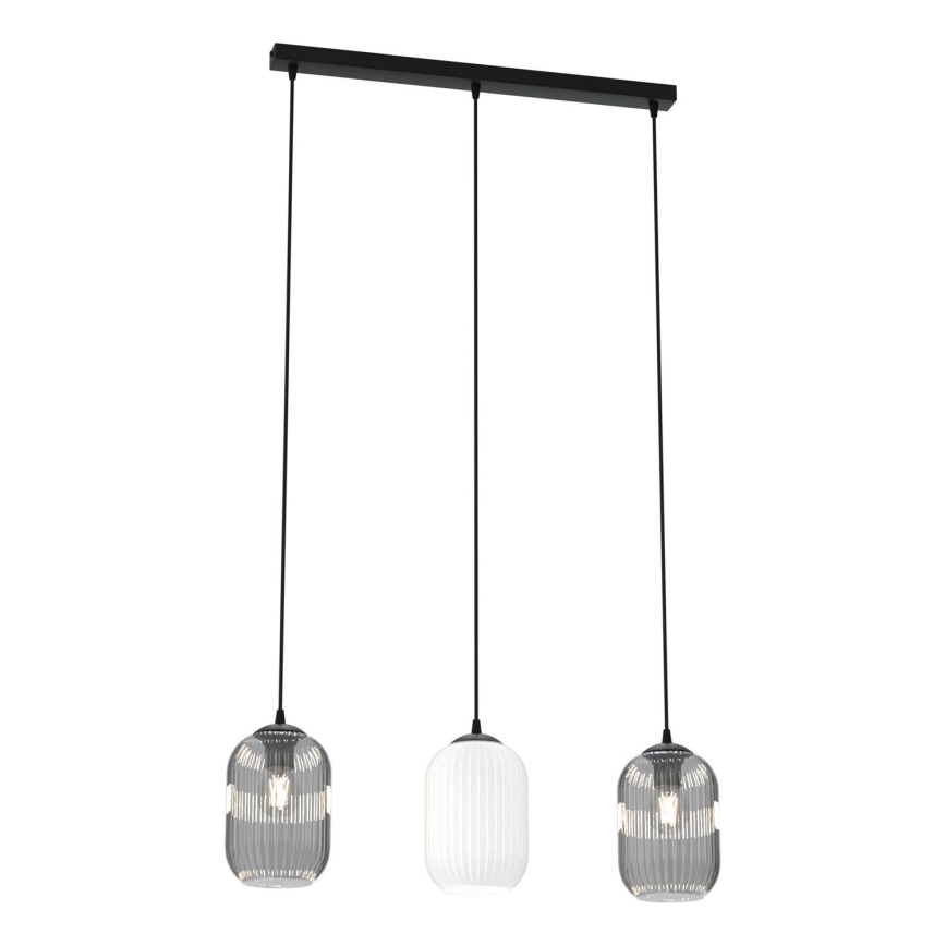 Candeeiro suspenso VERDI 3xE27/15W/230V preto/cinzento/branco