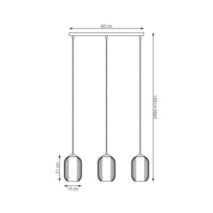 Candeeiro suspenso VERDI 3xE27/15W/230V preto/cinzento/branco