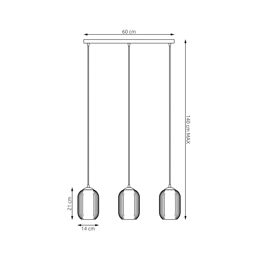 Candeeiro suspenso VERDI 3xE27/15W/230V preto/cinzento/branco