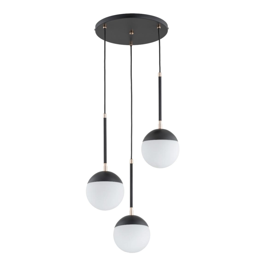Candeeiro suspenso VOLDA 3xE14/10W/230V diâmetro 44 cm preto