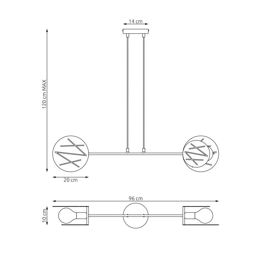Candeeiro suspenso XOTIC 2xE27/15W/230V preto