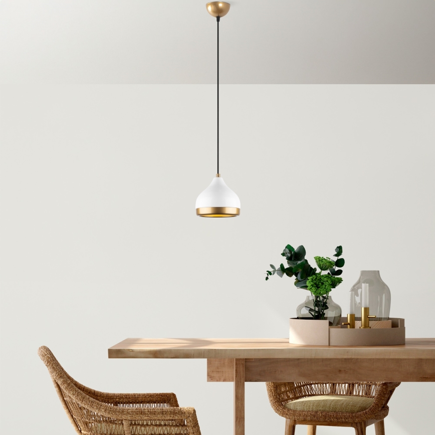 Candeeiro suspenso YILDO 1xE27/40W/230V branco/dourado