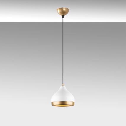 Candeeiro suspenso YILDO 1xE27/40W/230V branco/dourado