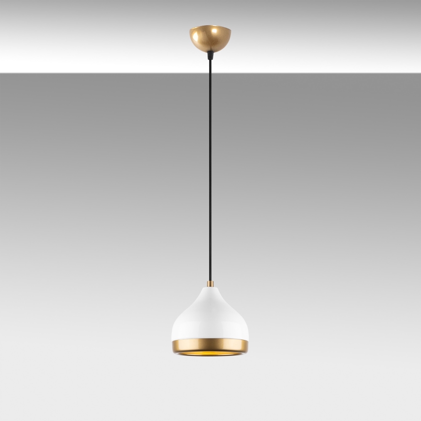 Candeeiro suspenso YILDO 1xE27/40W/230V branco/dourado