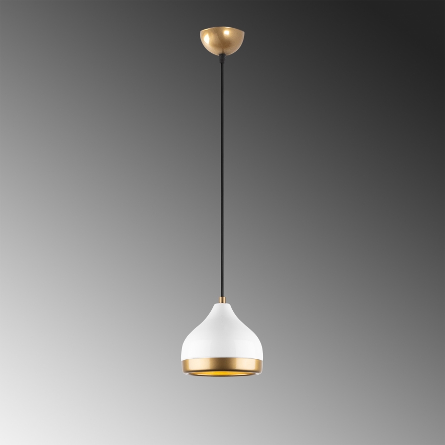 Candeeiro suspenso YILDO 1xE27/40W/230V branco/dourado
