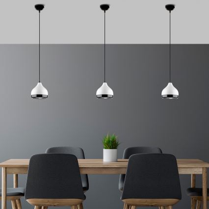 Candeeiro suspenso YILDO 1xE27/40W/230V branco/preto