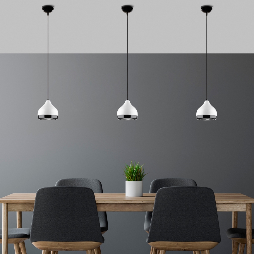 Candeeiro suspenso YILDO 1xE27/40W/230V branco/preto