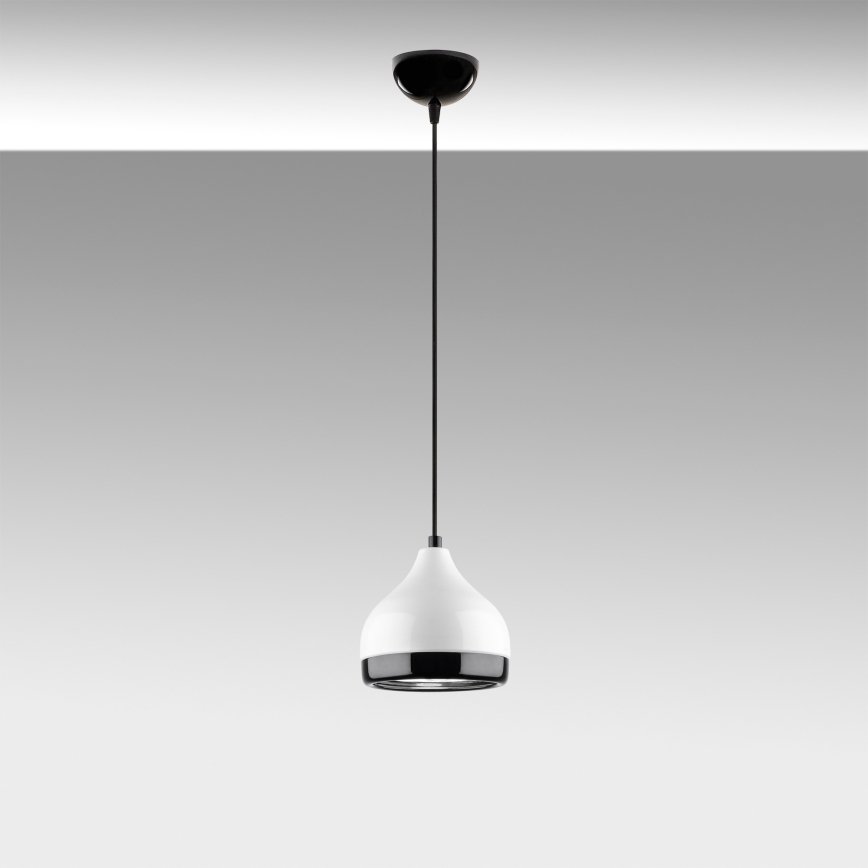 Candeeiro suspenso YILDO 1xE27/40W/230V branco/preto