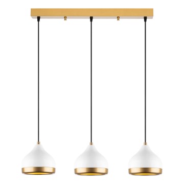 Candeeiro suspenso YILDO 3xE27/40W/230V branco/dourado