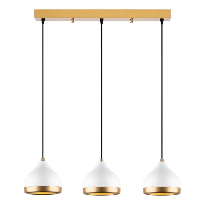 Candeeiro suspenso YILDO 3xE27/40W/230V branco/dourado