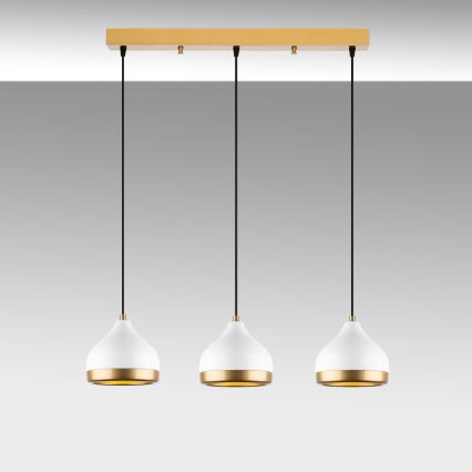 Candeeiro suspenso YILDO 3xE27/40W/230V branco/dourado