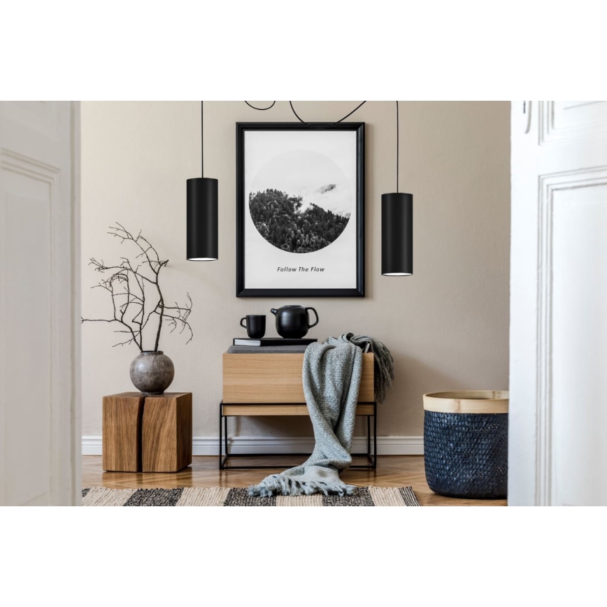 Candeeiro suspenso ZIK 2xE27/40W/230V aranha preto