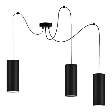 Candeeiro suspenso ZIK 3xE27/40W/230V aranha preto