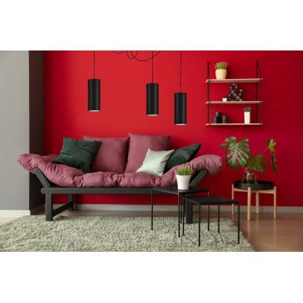 Candeeiro suspenso ZIK 3xE27/40W/230V aranha preto