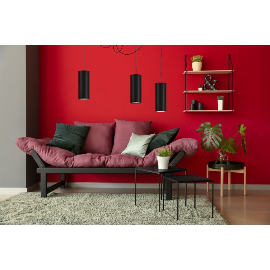 Candeeiro suspenso ZIK 3xE27/40W/230V aranha preto