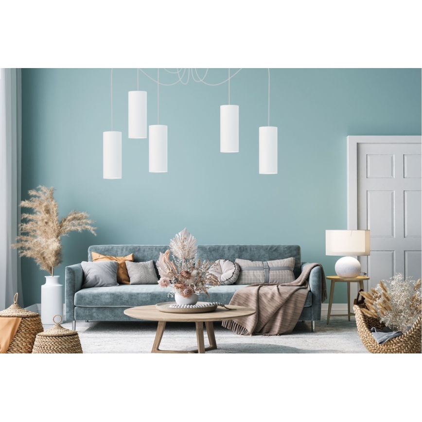 Candeeiro suspenso ZIK 5xE27/40W/230V aranha branco