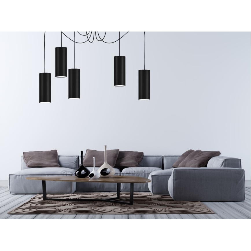 Candeeiro suspenso ZIK 5xE27/40W/230V aranha preto