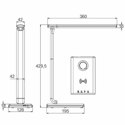 Candeeiro de mesa táctil LED com regulação e carregamento sem fios MEGGIE LED/8W/230V + USB