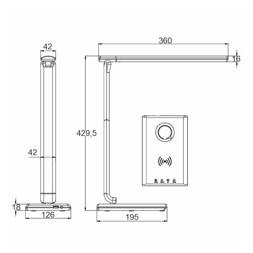 Candeeiro de mesa táctil LED com regulação e carregamento sem fios MEGGIE LED/8W/230V + USB