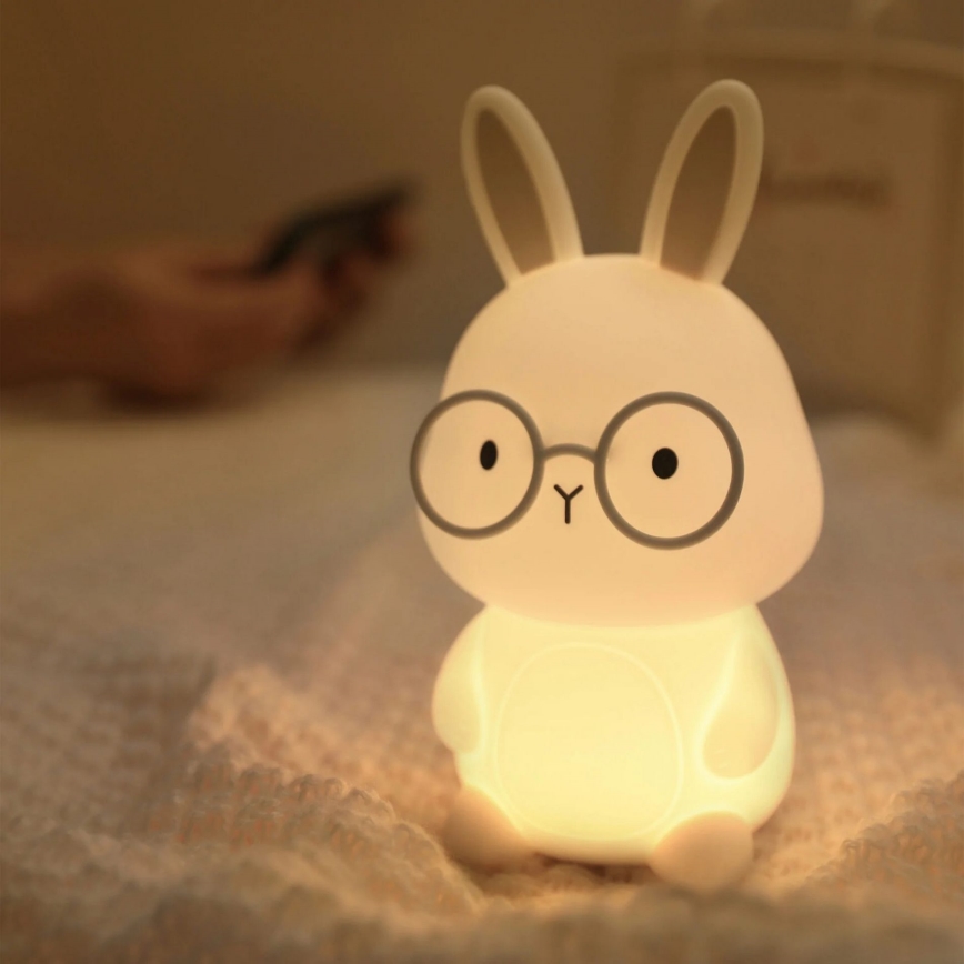 Candeeiro tátil infantil LED RGBW regulável FLORKA LED/1W/5V USB 1200 mAh cinzento