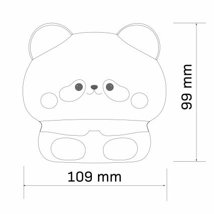 Candeeiro tátil LED regulável para crianças PANDA LED/2W/3,7V 1200 mAh