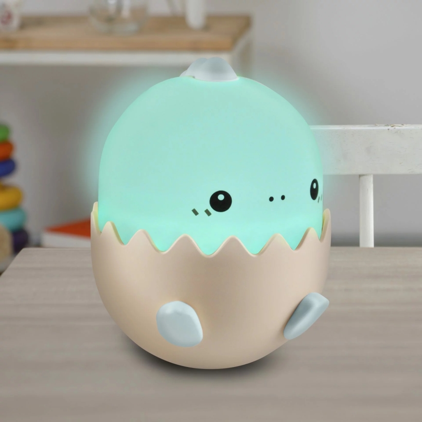 Candeeiro tátil LED RGBW com regulação para crianças táctil BABY DINO LED/0,75W/5V 1200mAh azul