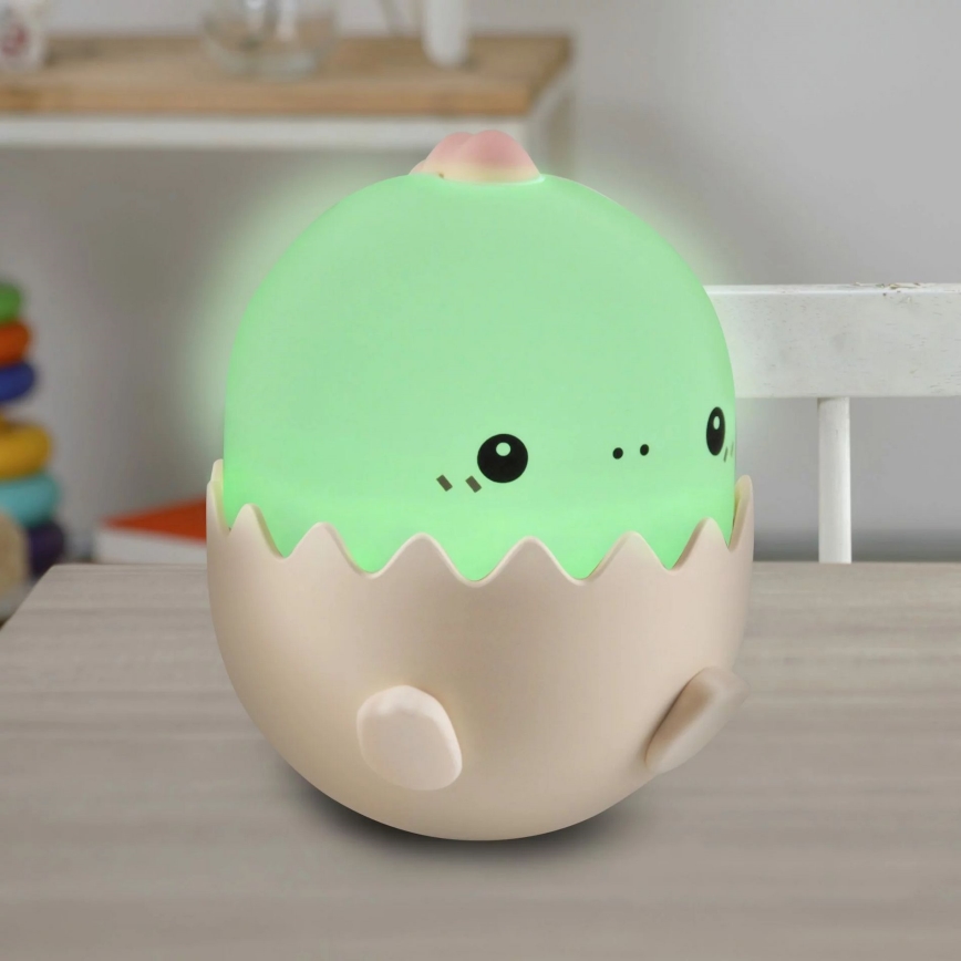 Candeeiro tátil LED RGBW regulável para crianças BABY DINO LED/0,75W/5V 1200mAh rosa