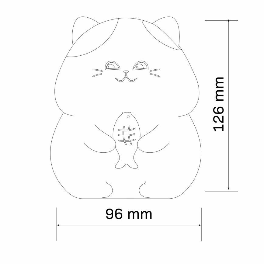 Candeeiro tátil LED RGBW regulável para crianças GATTO LED/1W/3,7V 1200 mAh