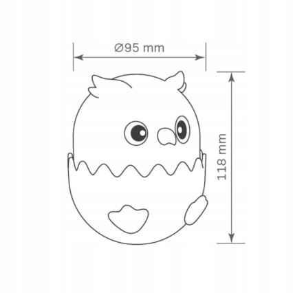 Candeeiro tátil LED RGBW regulável para crianças LED/1W/5V USB 1200 mAh coruja azul