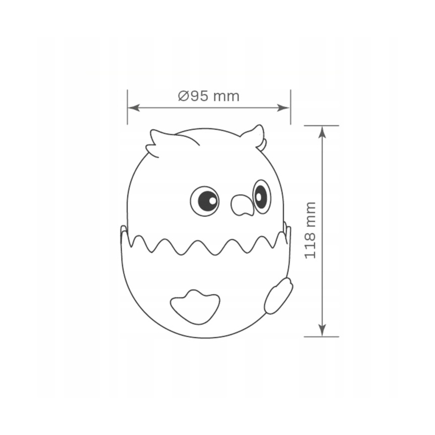 Candeeiro tátil LED RGBW regulável para crianças LED/1W/5V USB 1200 mAh coruja azul