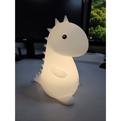Candeeiro tátil LED RGBW regulável para crianças LED/1W/5V USB 1200 mAh dinossauro