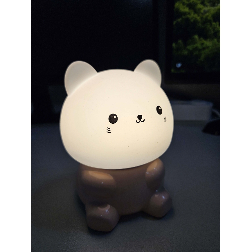 Candeeiro tátil LED RGBW regulável para crianças LED/1W/5V USB 1200 mAh gato