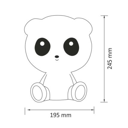 Candeeiro tátil regulável para crianças PANDA LED/2,5W/3,7V 1200 mAh