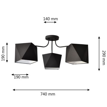 Candelabro ADAMANT 3xE27/15W/230V preto antigo