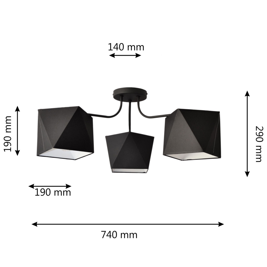 Candelabro ADAMANT 3xE27/15W/230V preto antigo